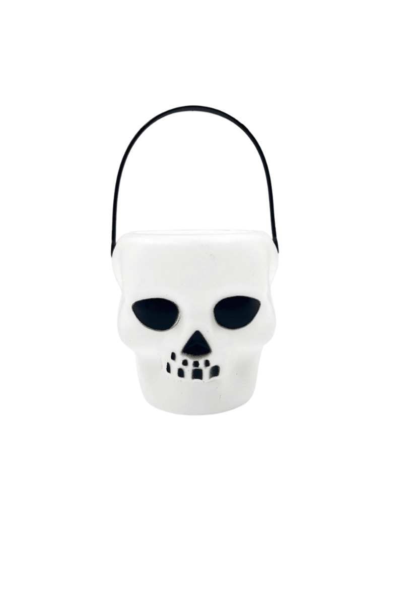 Halloween Cadılar Bayramı Kuru Kafa Modelli Mumluk  8 Cm x6 adet Beyaz Mumluk Korku Aksesuarı