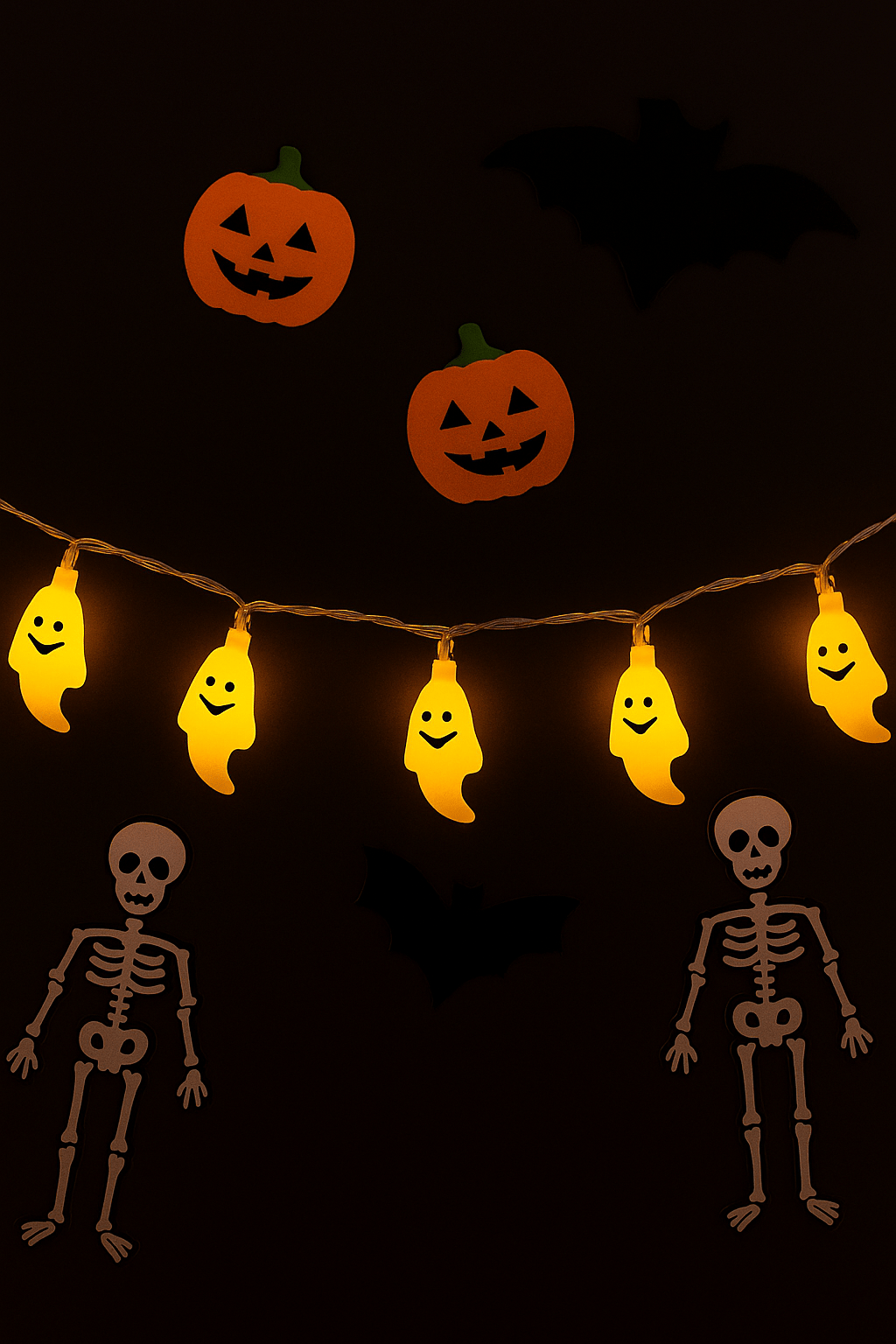 Halloween Cadılar Bayramı Led Işık Hayalet  Figür 2m 6cm10lu pilli Süsleme Aksesuarı