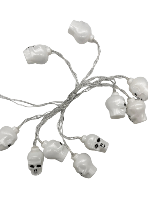 Halloween Cadılar Bayramı Led Işık Kuru Kafa Figür 2m 5cm lik 10lu pilli Parti Aksesuarı