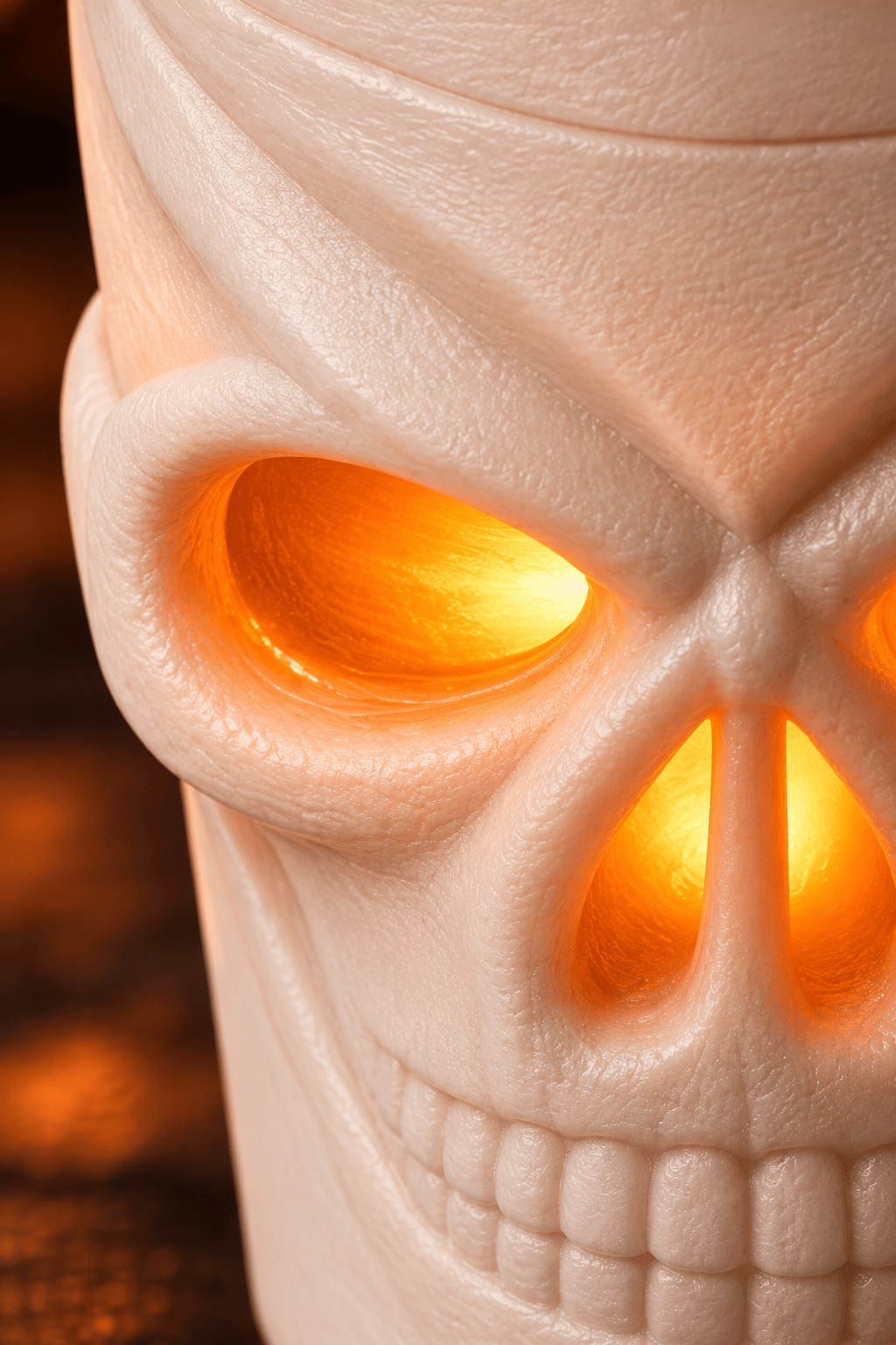 Halloween Cadılar Bayramı LED Işıklı Kuru Kafa Bardak 7 cm Beyaz Kafatası Ev ve Parti Dekoru