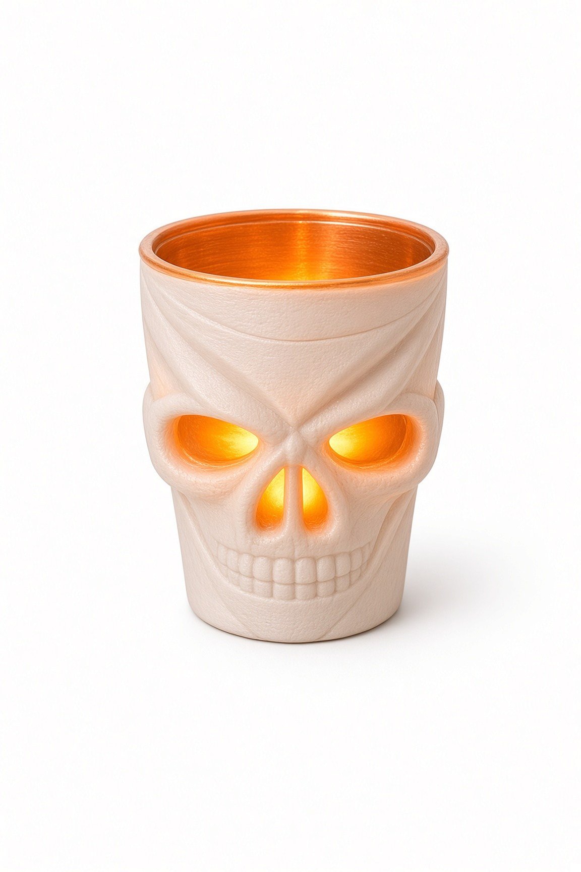 Halloween Cadılar Bayramı LED Işıklı Kuru Kafa Bardak 7 cm Beyaz Kafatası Ev ve Parti Dekoru