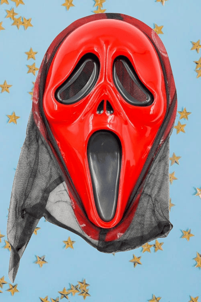 Halloween Cadılar Bayramı Maske Çığlık Model Arkası Tüllü Kırmızı renk Korku Aksesuarı