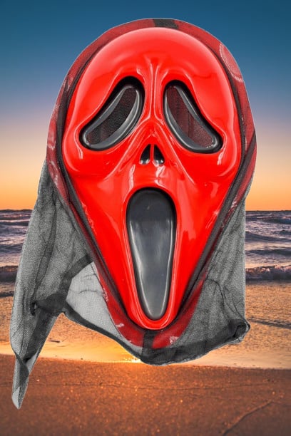 Halloween Cadılar Bayramı Maske Çığlık Model Arkası Tüllü Kırmızı renk Korku Aksesuarı