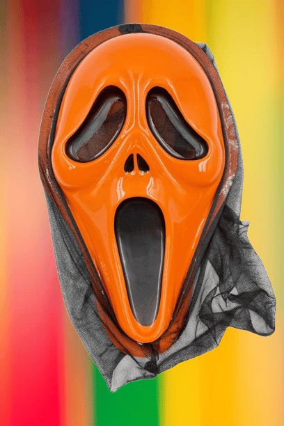 Halloween Cadılar Bayramı Maske Çığlık Model Arkası Tüllü Turuncu renk Korku Aksesuarı