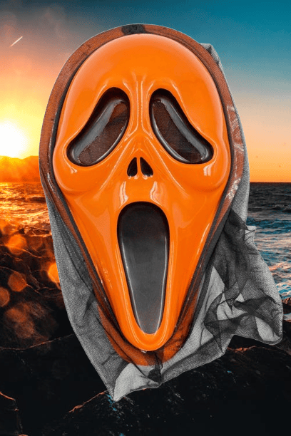 Halloween Cadılar Bayramı Maske Çığlık Model Arkası Tüllü Turuncu renk Korku Aksesuarı