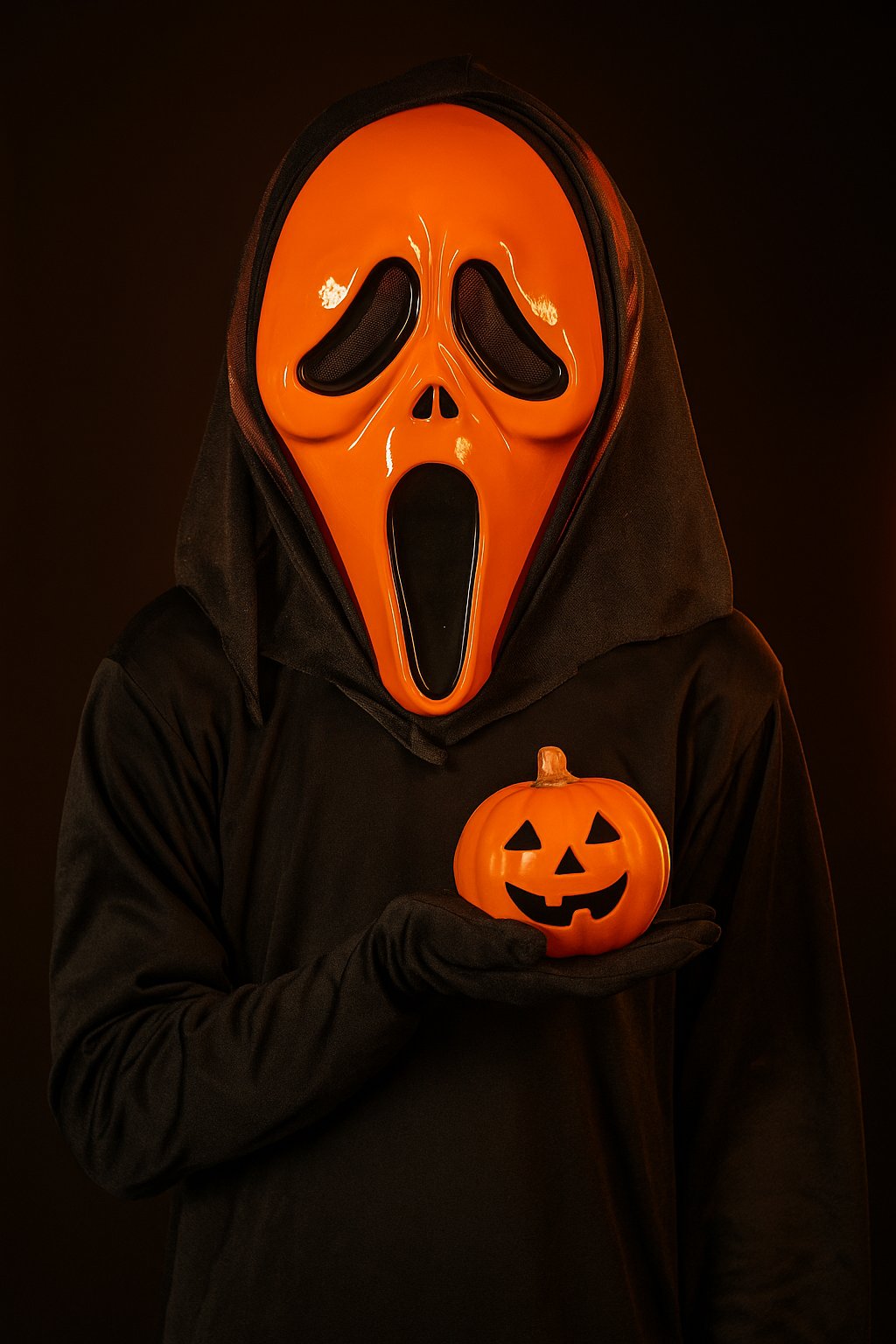 Halloween Cadılar Bayramı Maske Çığlık Model Arkası Tüllü Turuncu renk Korku Aksesuarı