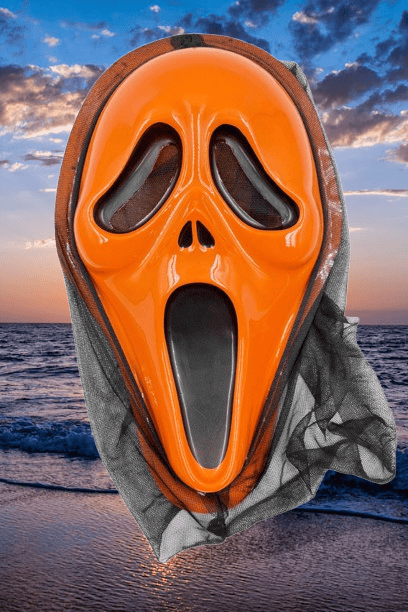 Halloween Cadılar Bayramı Maske Çığlık Model Arkası Tüllü Turuncu renk Korku Aksesuarı