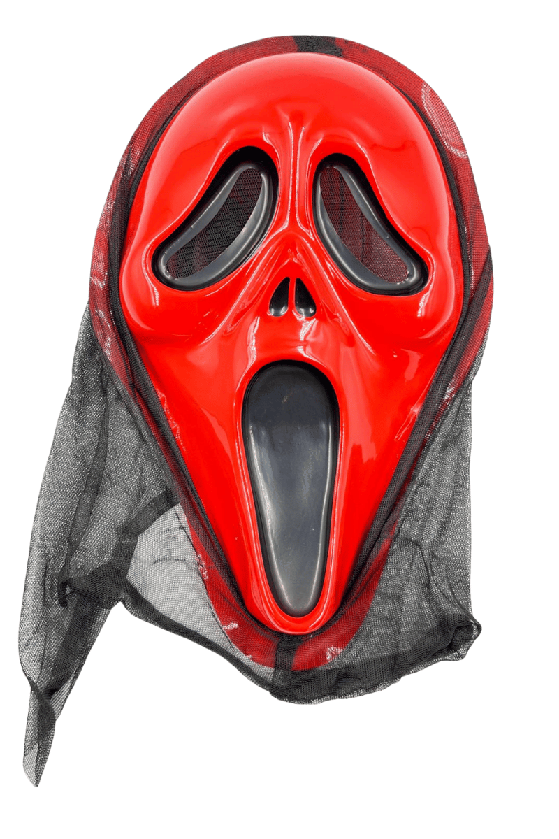 Halloween Cadılar Bayramı Maske Çığlık Model Arkası Tüllü Kırmızı renk Korku Aksesuarı
