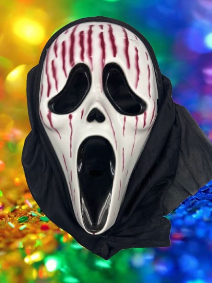 Halloween Cadılar Bayramı Maske Kanlı Çığlık Maskesi Lüks Kalın Arkası Tüllü Korku Kostümü Aksesuarı