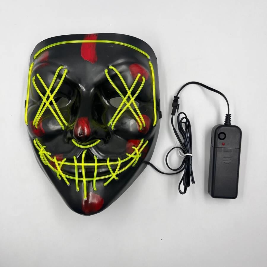 Halloween Cadılar Bayramı Maske Vendetta Neon Açık Yeşil Işıklı Parti Maskesi