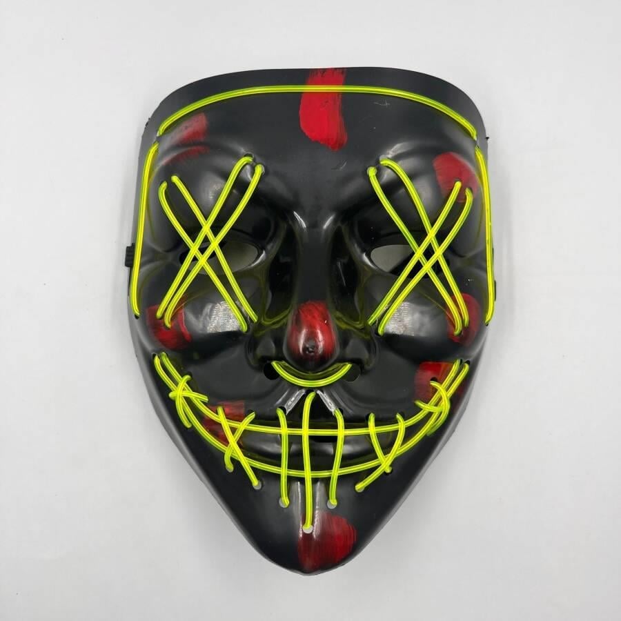 Halloween Cadılar Bayramı Maske Vendetta Neon Açık Yeşil Işıklı Parti Maskesi