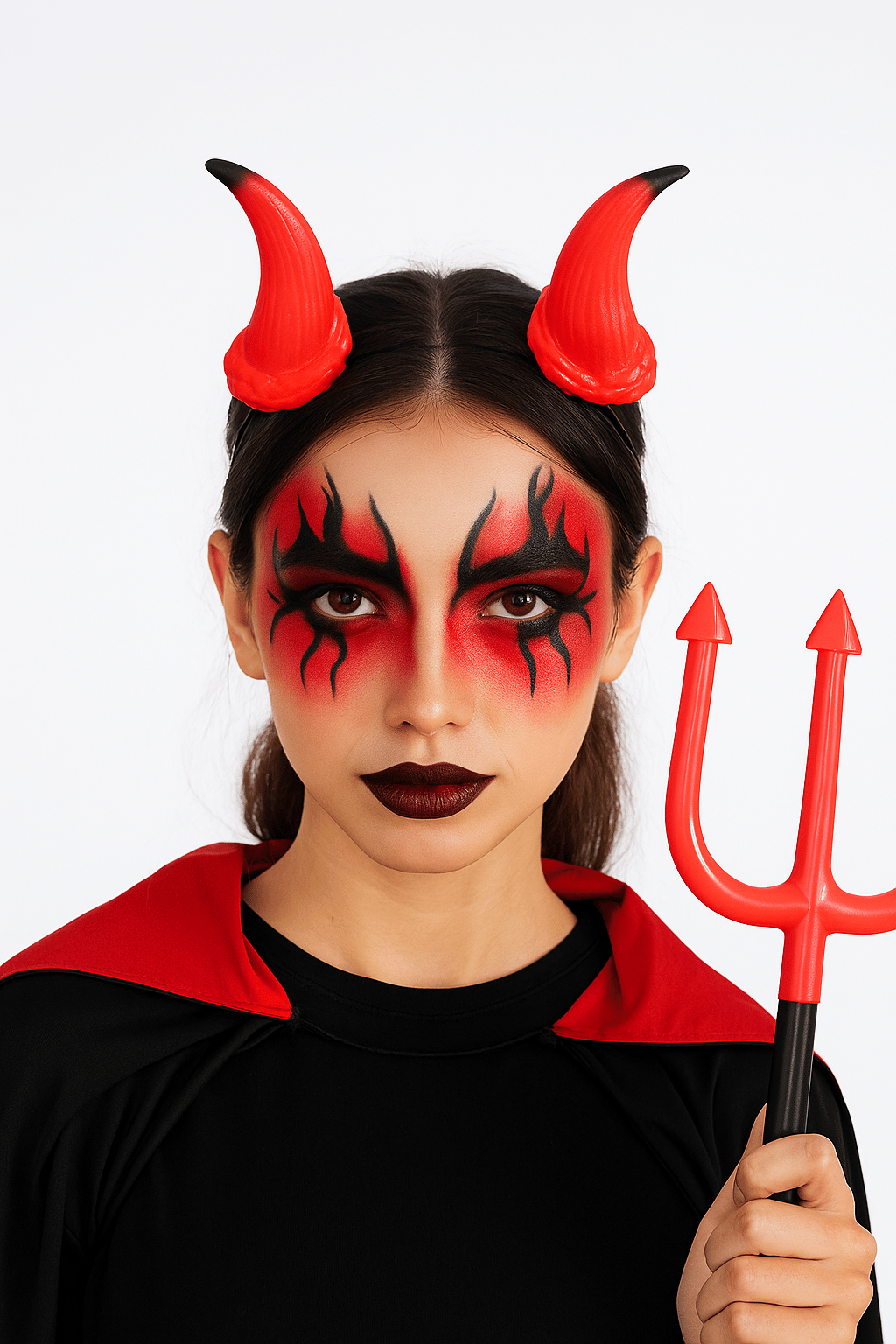 Halloween Cadılar Bayramı Monster Makyaj Seti 4 Parça Kırmızı Şeytan Boynuzlu Boya, Far, Boyama Kalemli Şeytan Makyaj Seti