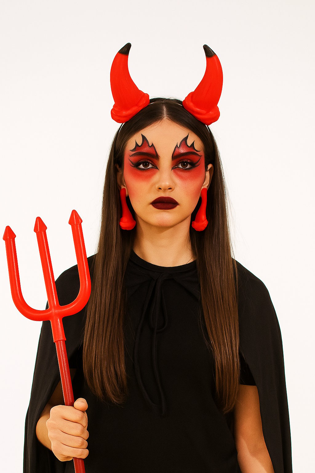 Halloween Cadılar Bayramı Monster Makyaj Seti 4 Parça Kırmızı Şeytan Boynuzlu Boya, Far, Boyama Kalemli Şeytan Makyaj Seti