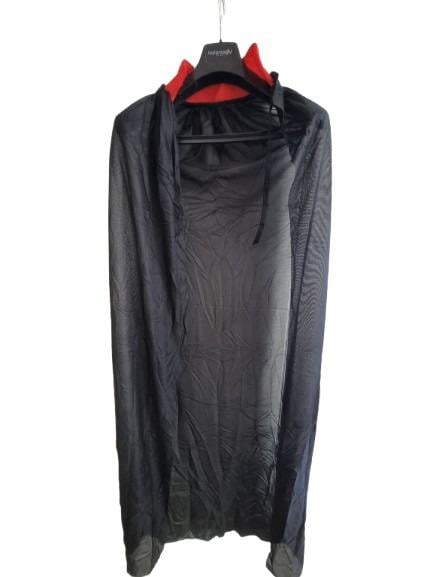 Halloween Cadılar Bayramı Pelerin 80cm Kırmızı -Siyah Parti Kostümü