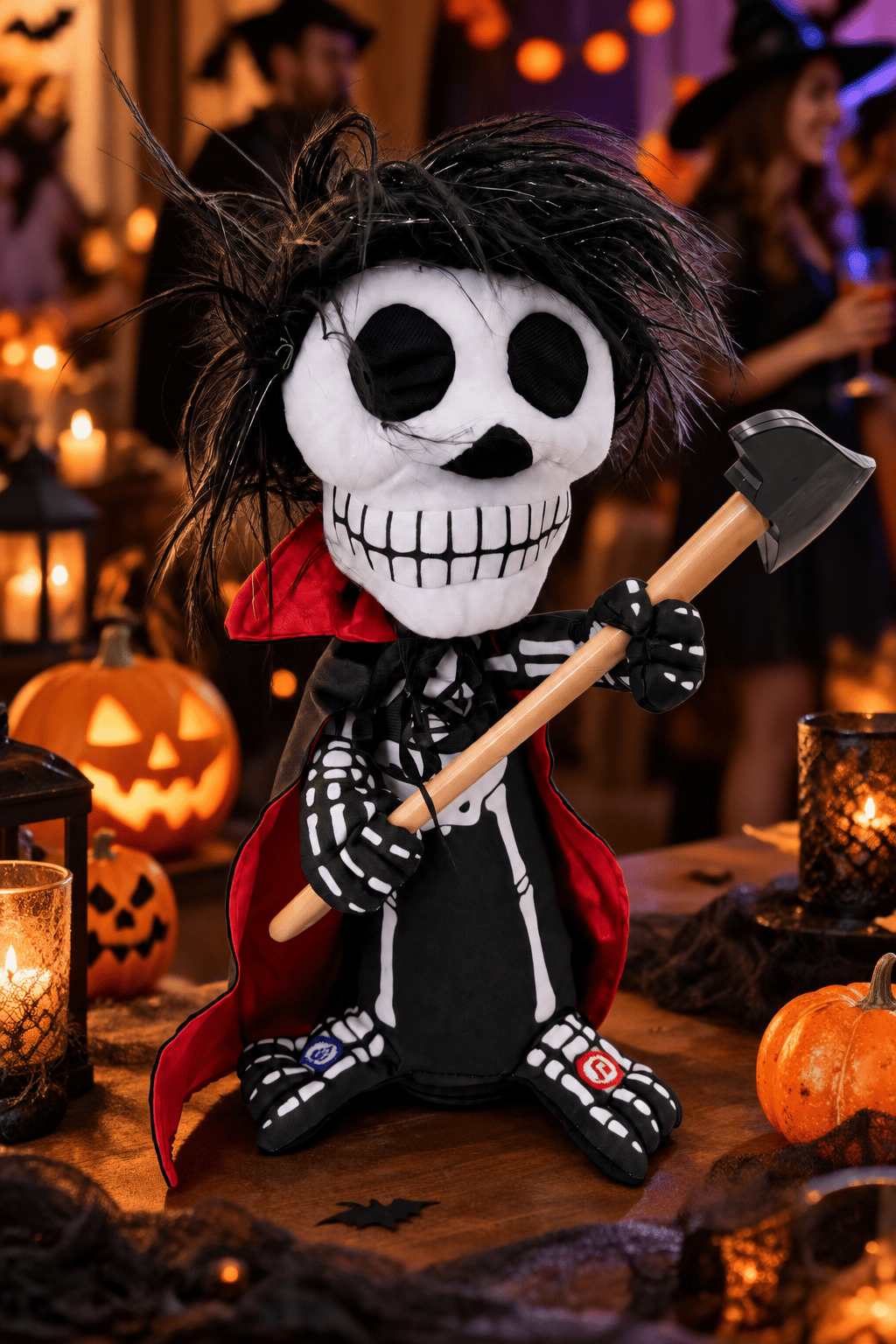 Halloween Cadılar Bayramı Ses Kaydeden Müzikli Işıklı Dans Eden Hareketli Baltalı İskelet Dekoru