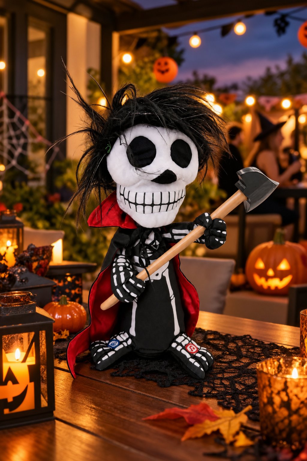 Halloween Cadılar Bayramı Ses Kaydeden Müzikli Işıklı Dans Eden Hareketli Baltalı İskelet Dekoru