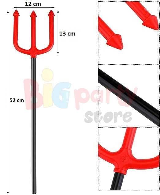 Halloween Cadılar Bayramı Şeytan Mızrağı 52 cm kırmızı 3 Çatllı Katlanabilir Korku Aksesuarı