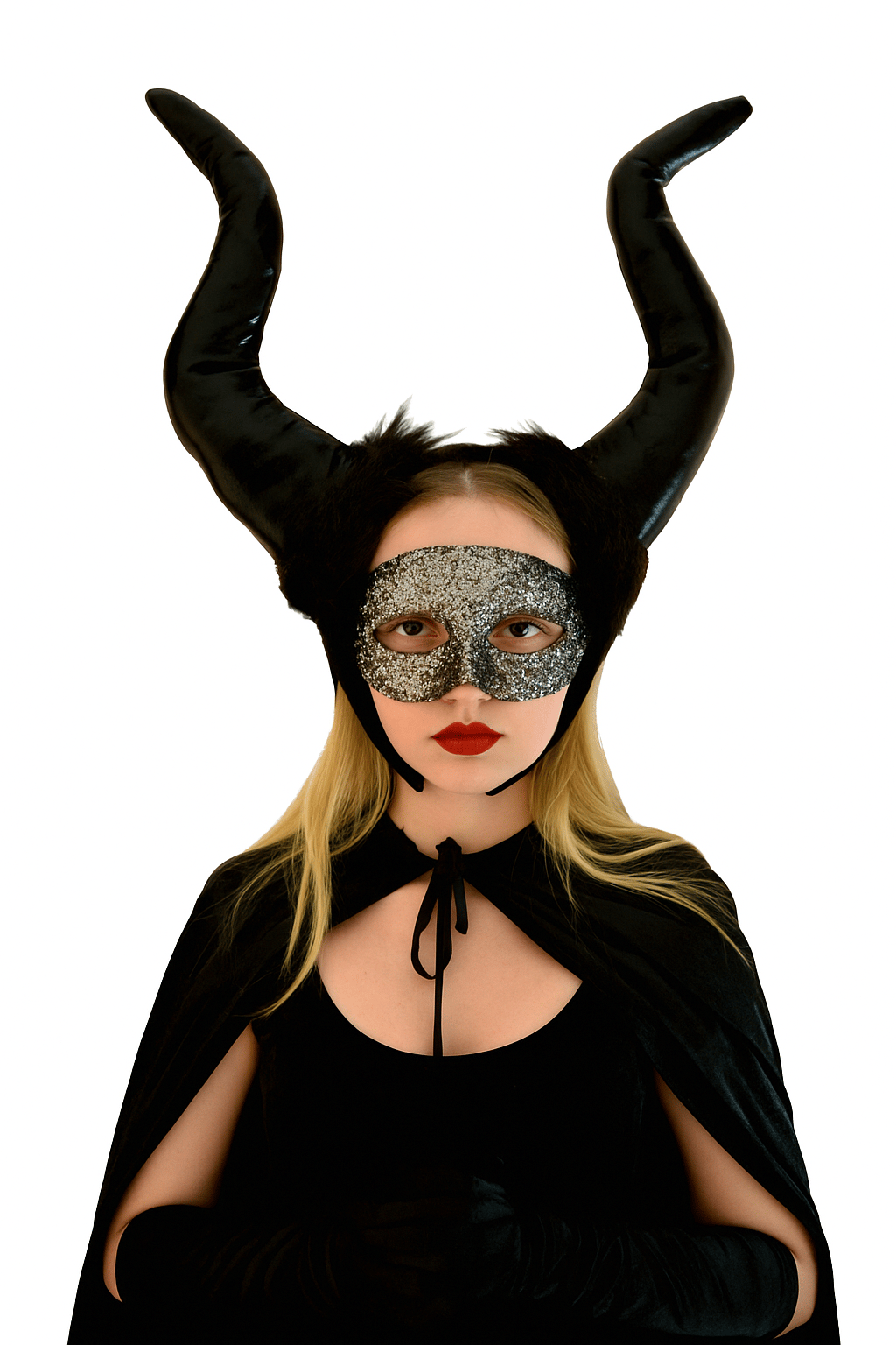 Halloween Cadılar Bayramı Taç Malefiz Siyah Çift Boynu Parti Kostümü Maleficent Taç