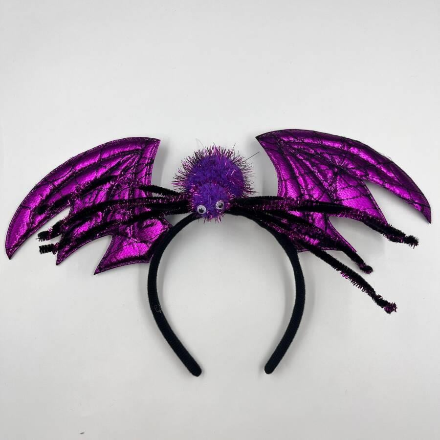 Halloween Cadılar Bayramı Taç mor yarasa kanatlı örümcekli