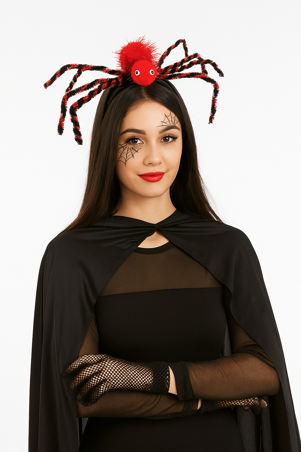 Halloween Cadılar Bayramı Taç Örümcek Ayaklı Çizgili kırmızı Korku Tacı