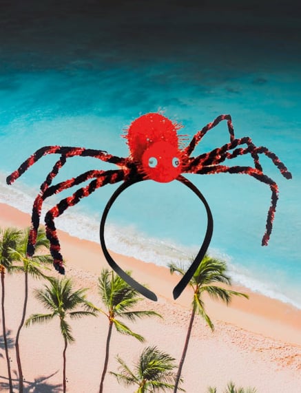 Halloween Cadılar Bayramı Taç Örümcek Ayaklı Çizgili kırmızı Korku Tacı