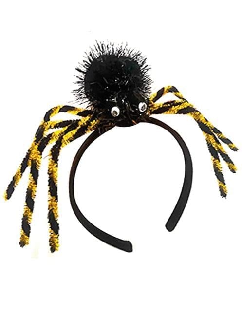 Halloween Cadılar Bayramı Taç Örümcek Ayaklı Çizgili Altın Rengi Korku Tacı