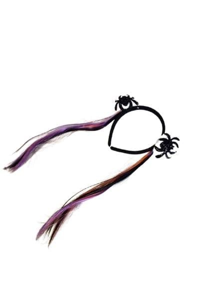 Halloween Cadılar bayramı Taç Rengarenk Mor Turuncu Siyah Karışık Uzun Saçlı Uçları örümcekli Parti Aksesuarı