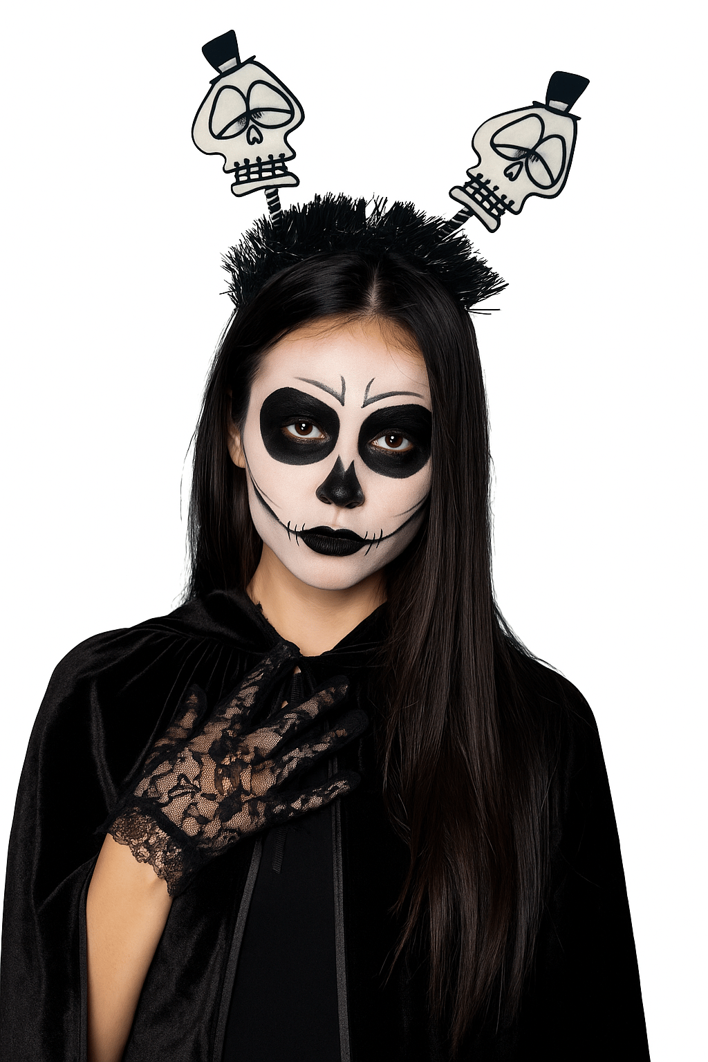 Halloween Cadılar Bayramı Taç Şapkalı Simli Kurukafa İskelet Korku Aksesuarı