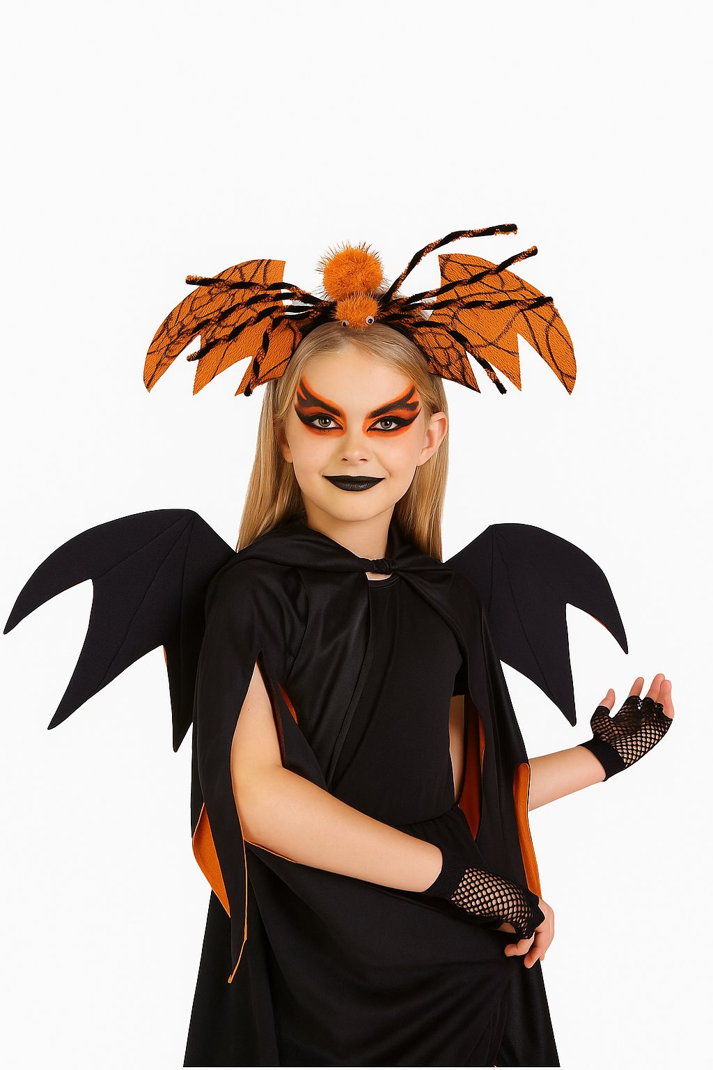 Halloween Cadılar Bayramı Taç Turuncu Yarasa Kanatlı örümcekli Parti Tacı Korku Tacı