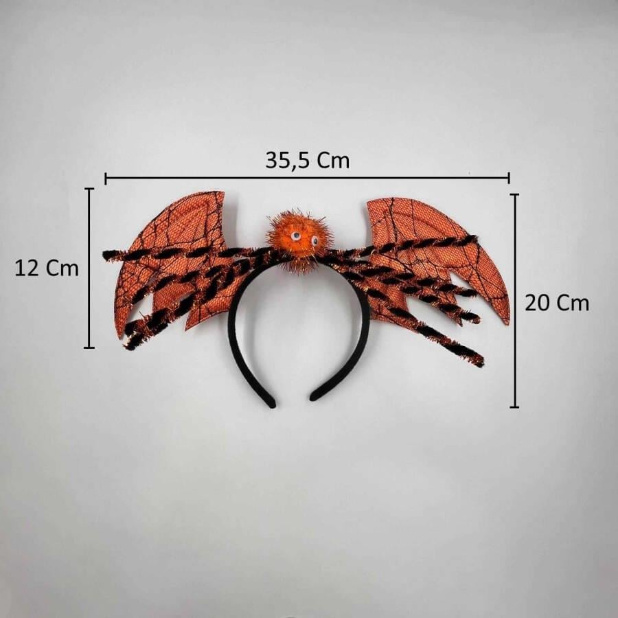 Halloween Cadılar Bayramı Taç Turuncu Yarasa Kanatlı örümcekli Parti Tacı Korku Tacı