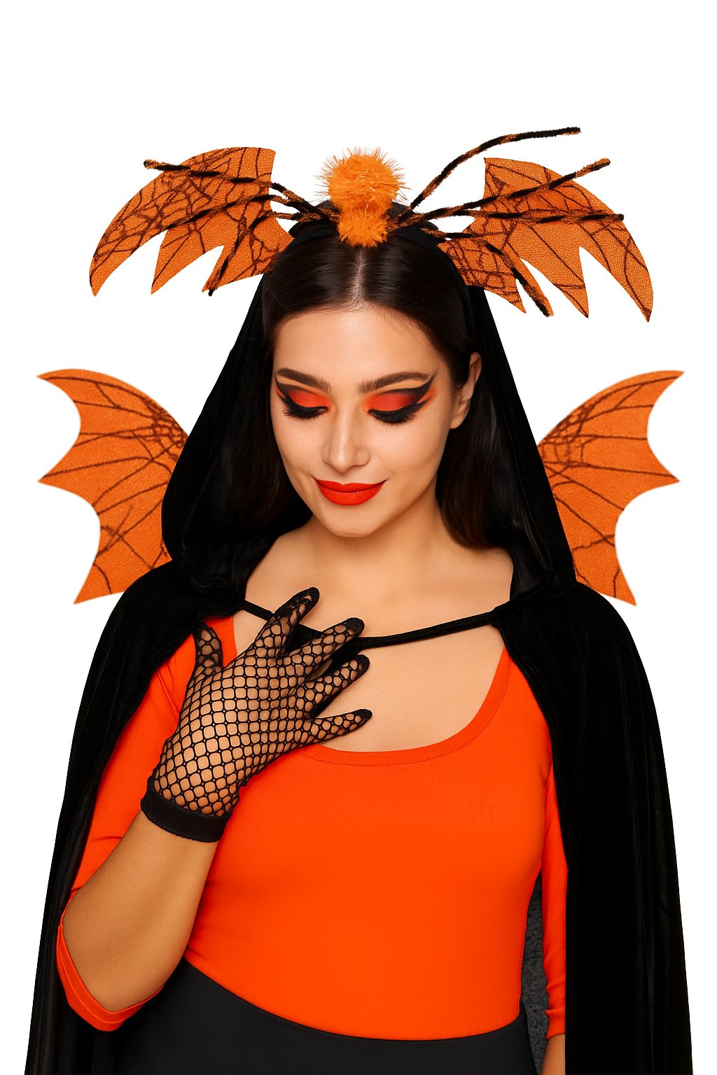 Halloween Cadılar Bayramı Taç Turuncu Yarasa Kanatlı örümcekli Parti Tacı Korku Tacı