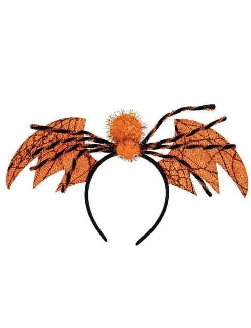 Halloween Cadılar Bayramı Taç Turuncu Yarasa Kanatlı örümcekli Parti Tacı Korku Tacı