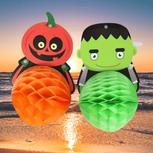Halloween Cadılar Bayramına Özel 6 Figürlü petek süsü Asmalı Korku süsü 10cm çapında