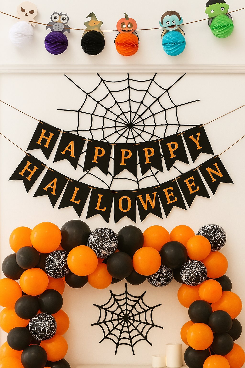 Halloween Cadılar Bayramına Özel 6 Figürlü petek süsü Asmalı Korku süsü 10cm çapında