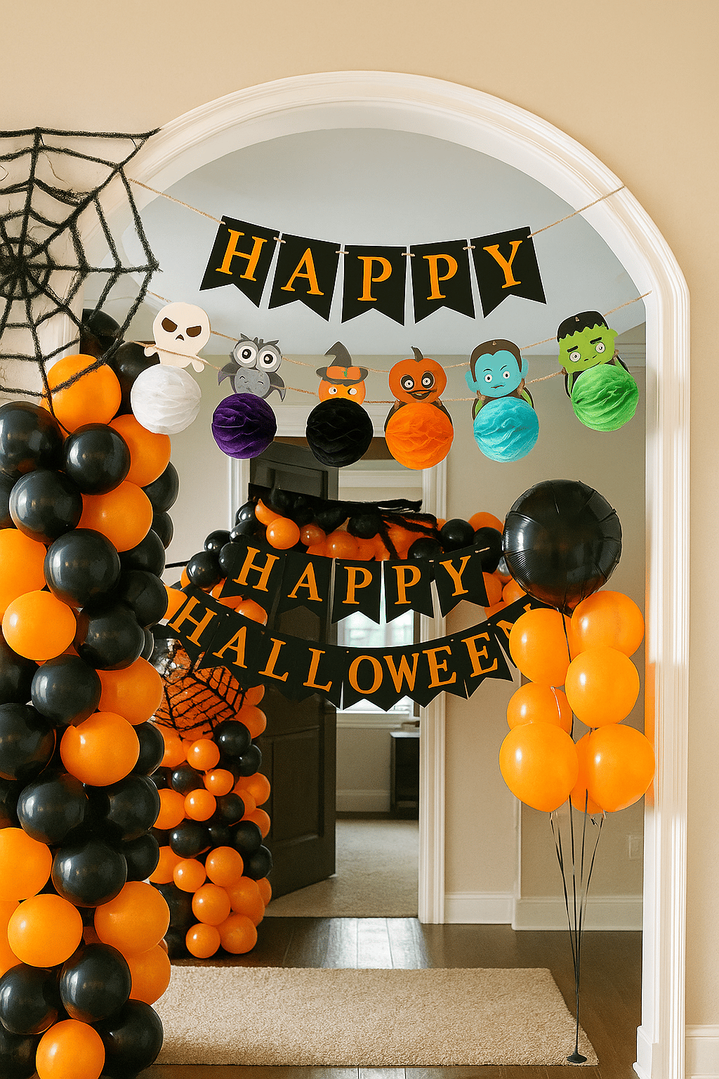 Halloween Cadılar Bayramına Özel 6 Figürlü petek süsü Asmalı Korku süsü 10cm çapında