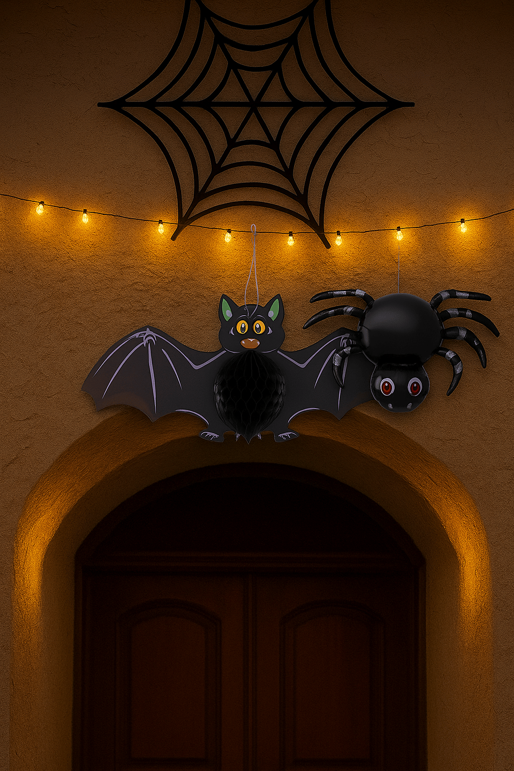 Halloween Cadılar Bayramına Özel Yarasa Şeklinde Karnında Akordiyon Şeklinde Açılan Petek Süs 60x28 cm