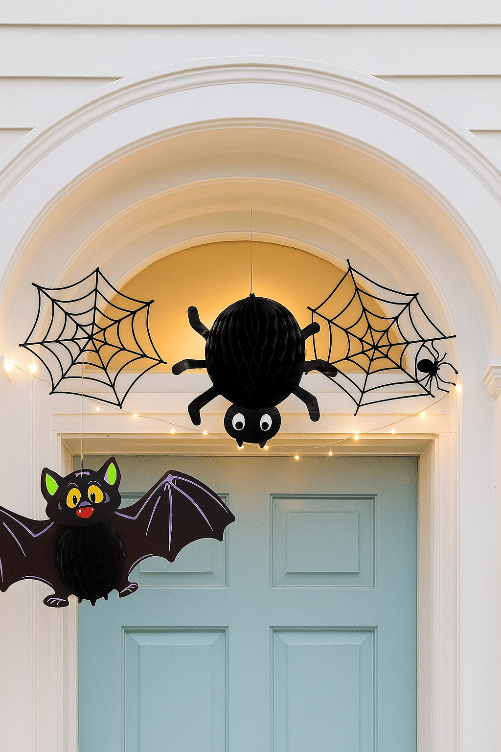 Halloween Cadılar Bayramına Özel Yarasa Şeklinde Karnında Akordiyon Şeklinde Açılan Petek Süs 60x28 cm