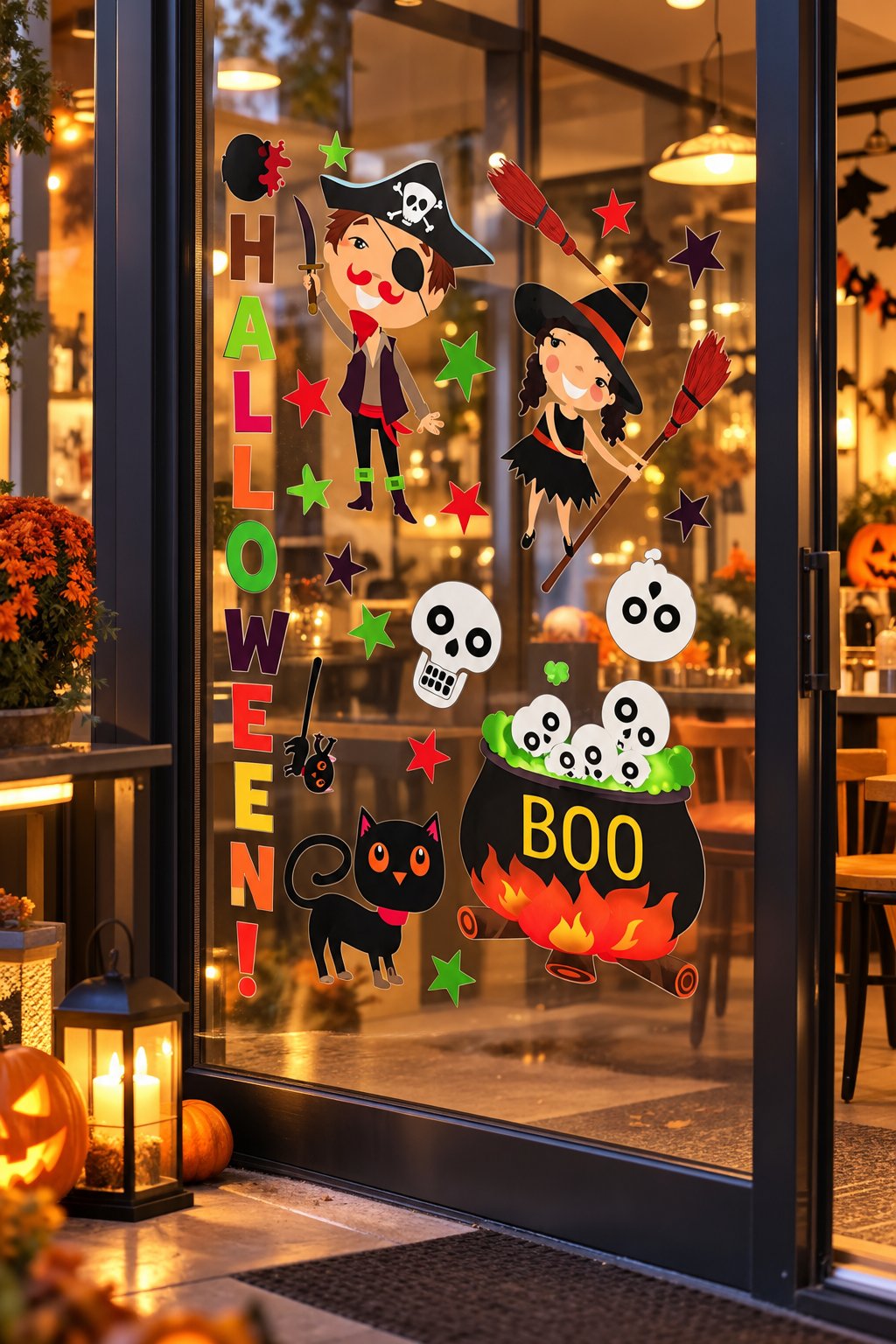 Halloween Cam Sticker Cadı Korsan Kedi Balkabağı