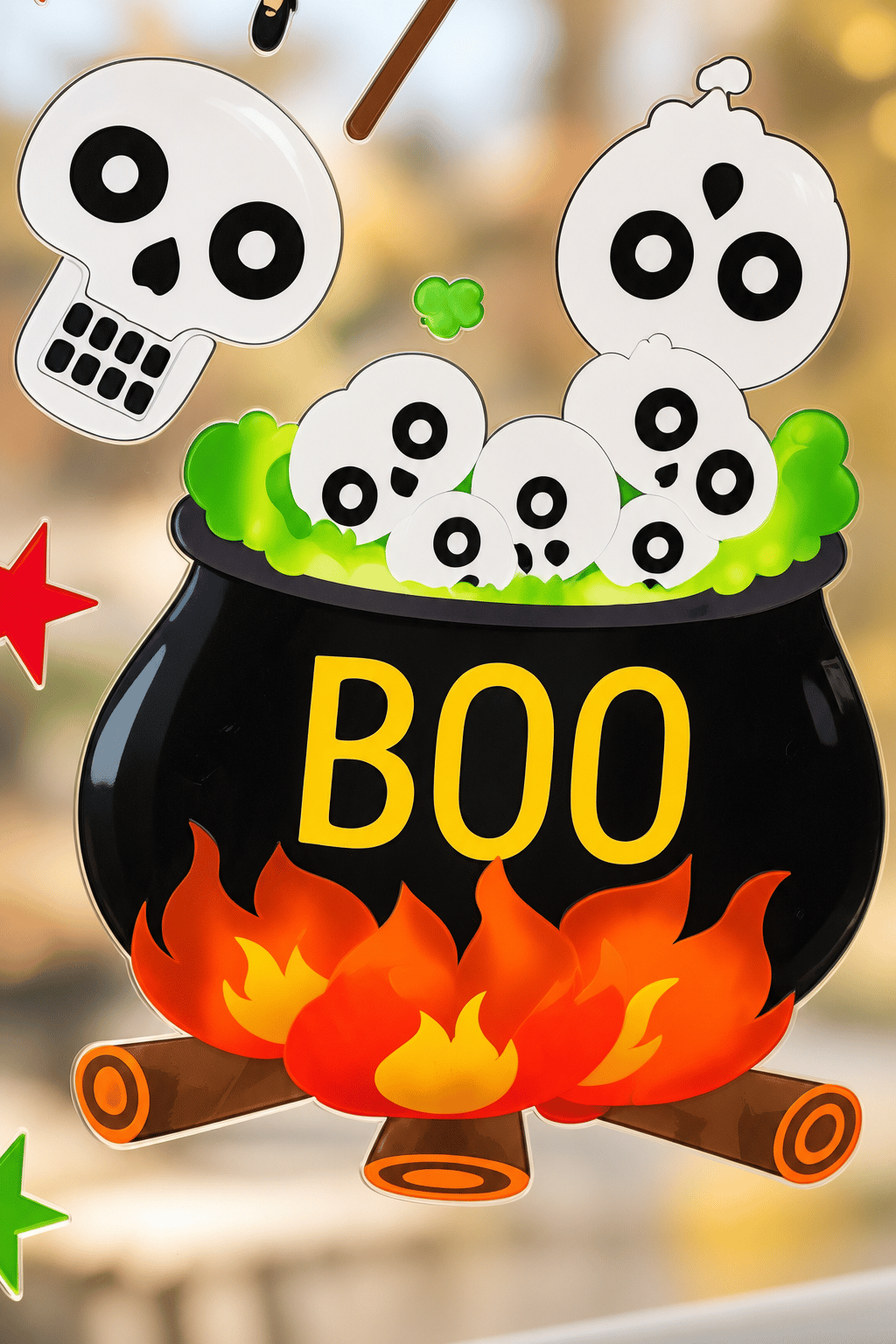 Halloween Cam Sticker Cadı Korsan Kedi Balkabağı
