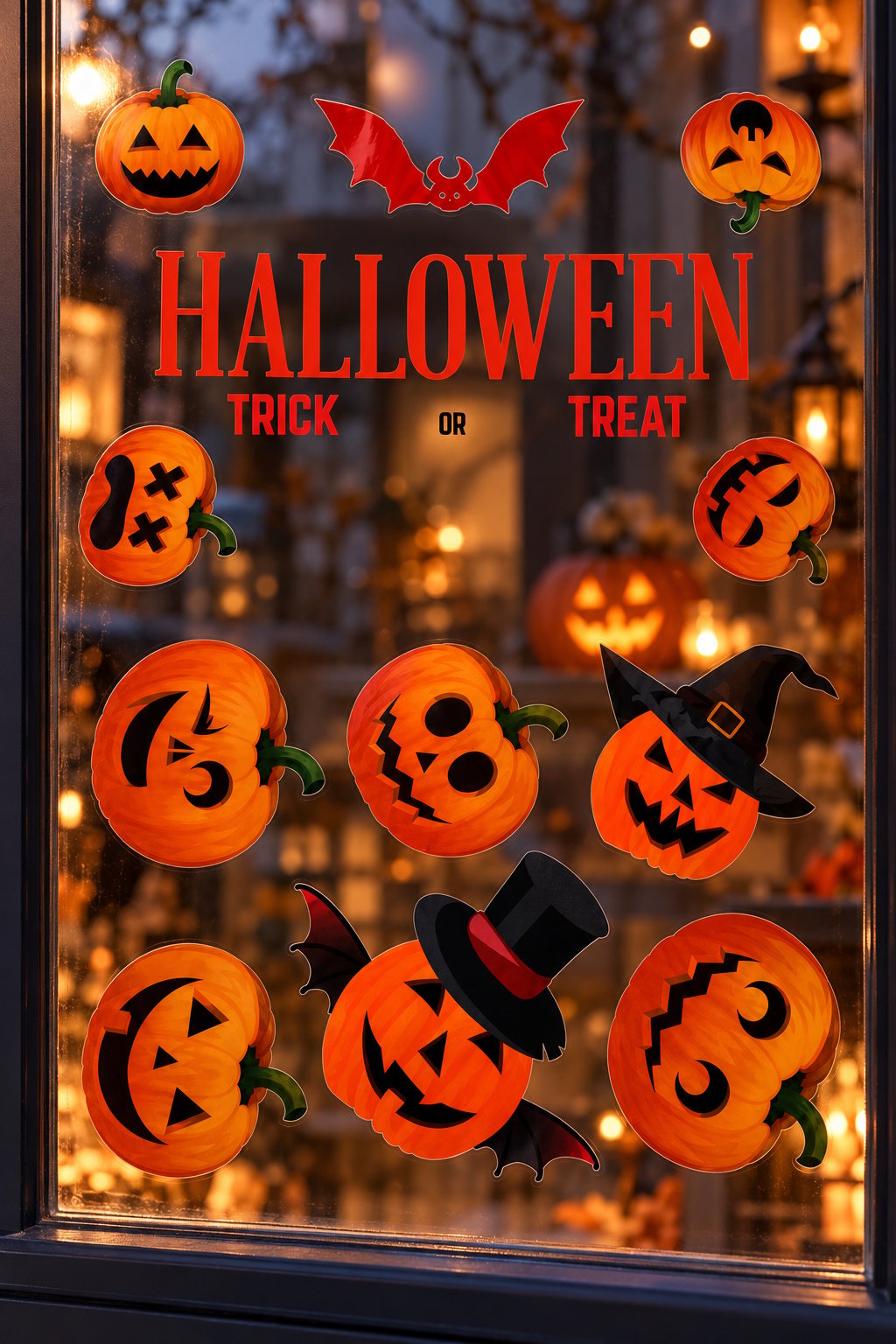 Halloween Cam Sticker Kabak Desenli Cadılar Bayramı