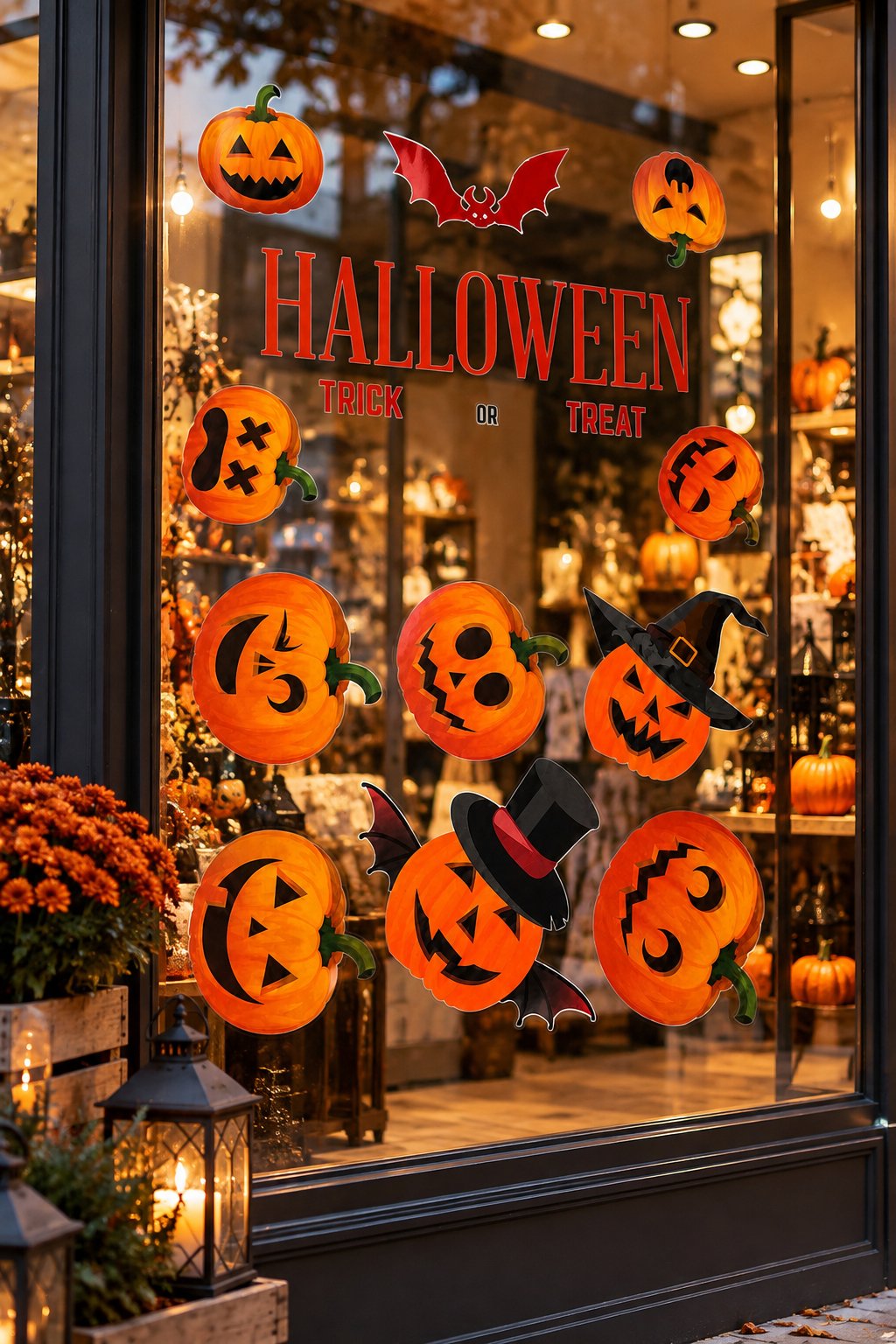 Halloween Cam Sticker Kabak Desenli Cadılar Bayramı