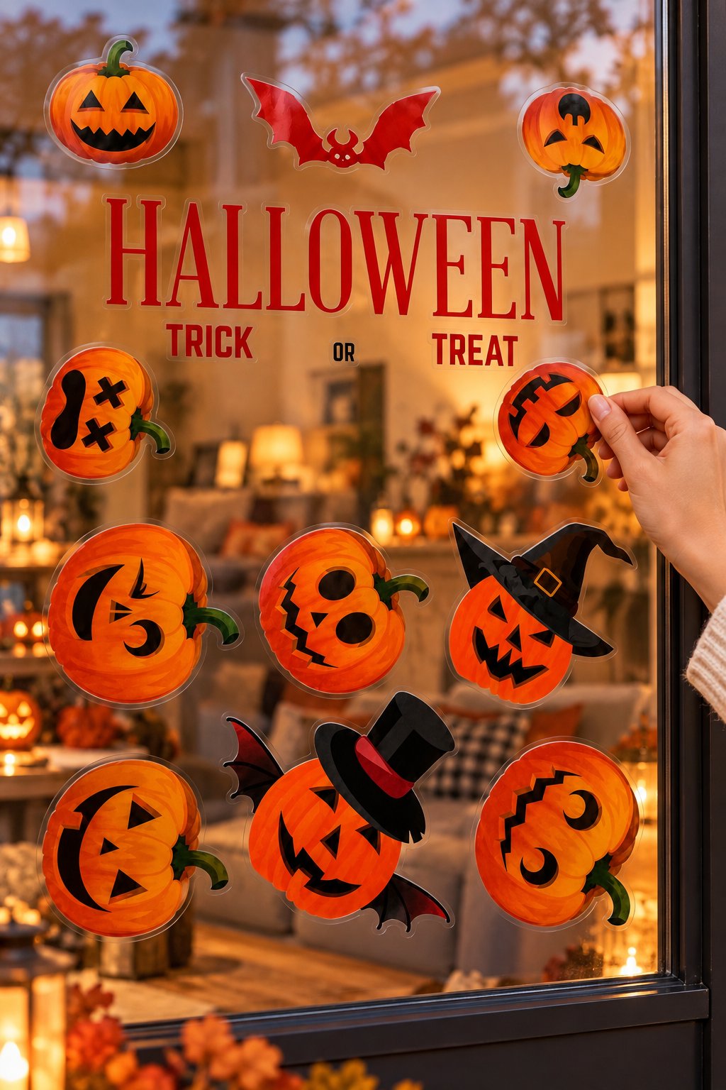 Halloween Cam Sticker Kabak Desenli Cadılar Bayramı