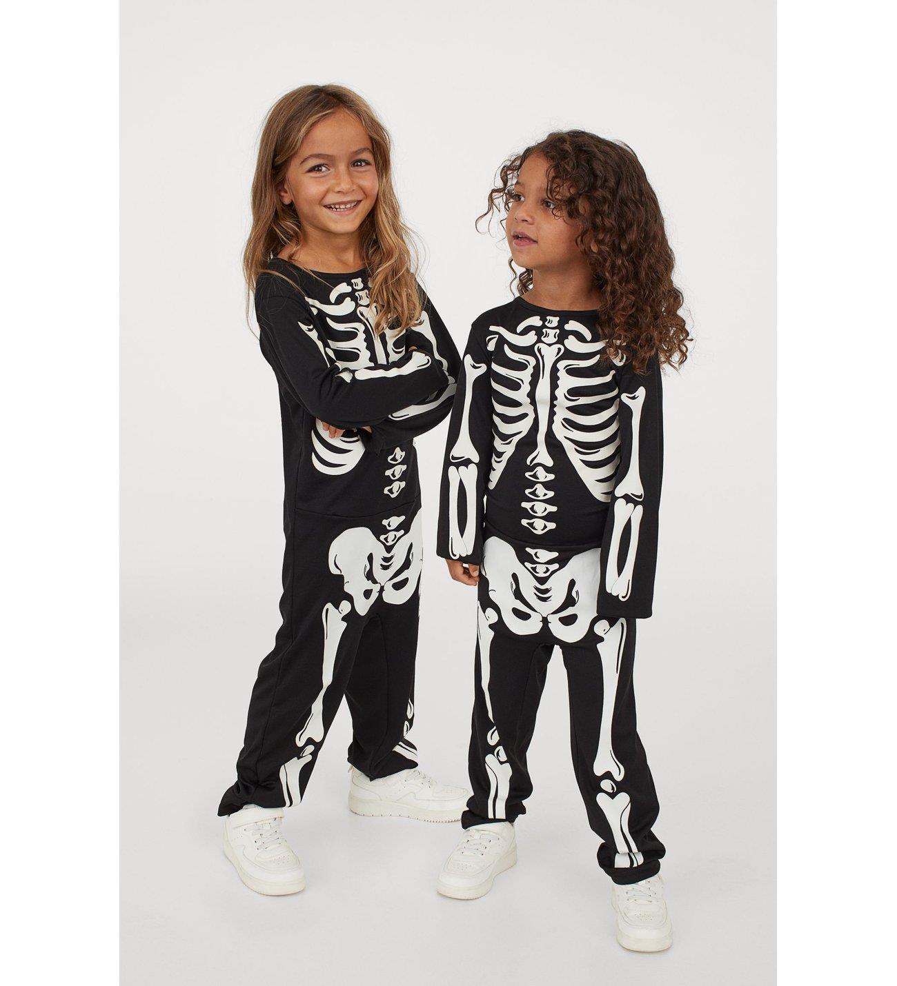 Halloween Çocuk İskelet Kostüm - Parlayan Fosforlu (3-4 Yaş, 95 cm)