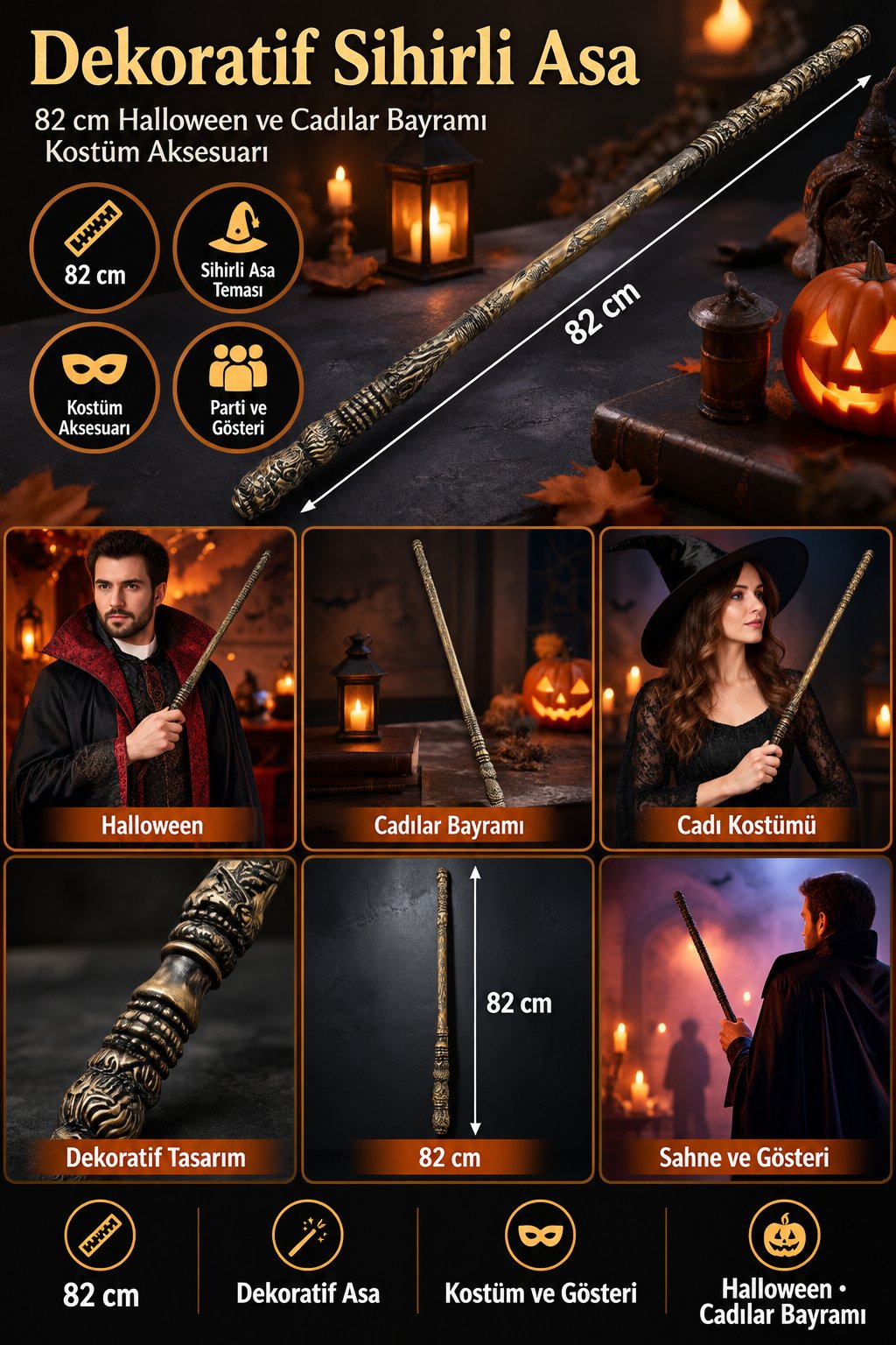 Halloween Dekoratif Sihirli Asa 82 cm  Cadılar Bayramı