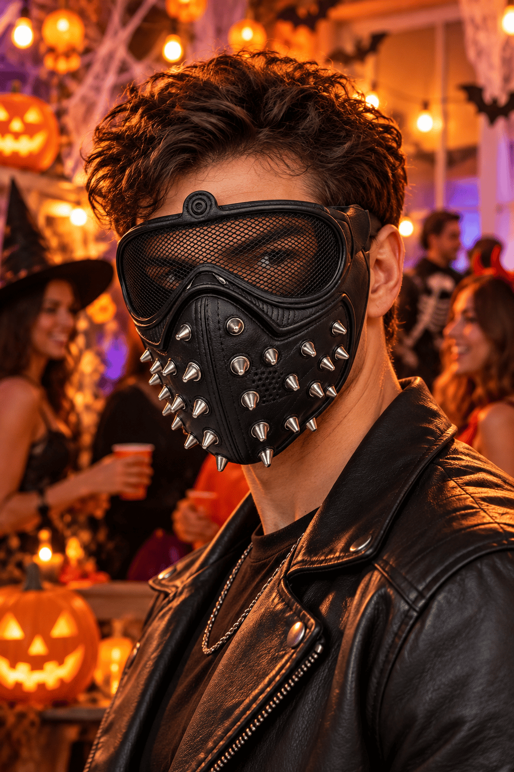 Halloween Dikenli Siyah Maske Halloween Cadılar Bayramı Parti Aksesuarı
