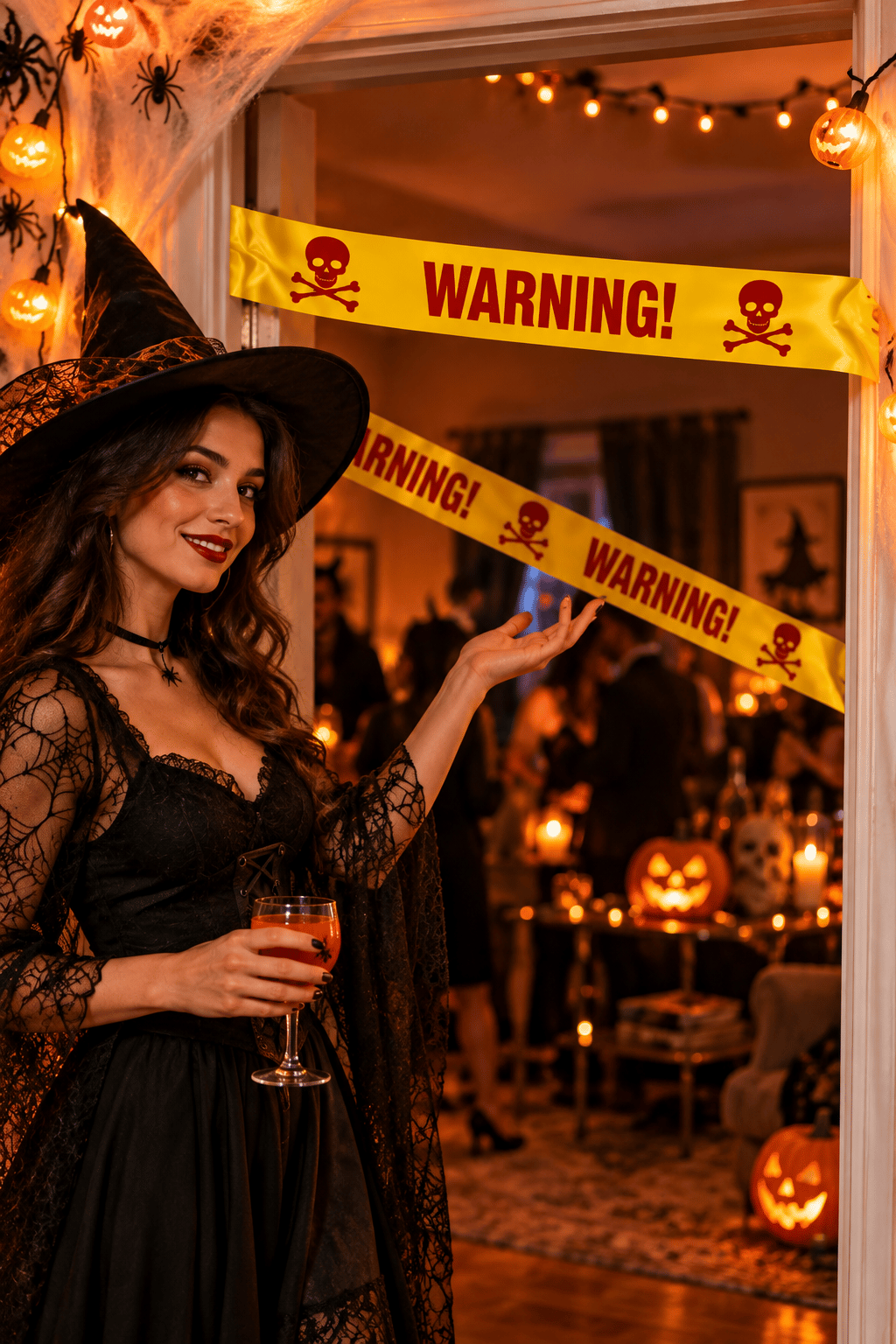 Halloween Emniyet Şeridi Kırmızı Warning 6 Metre 7.5cm en