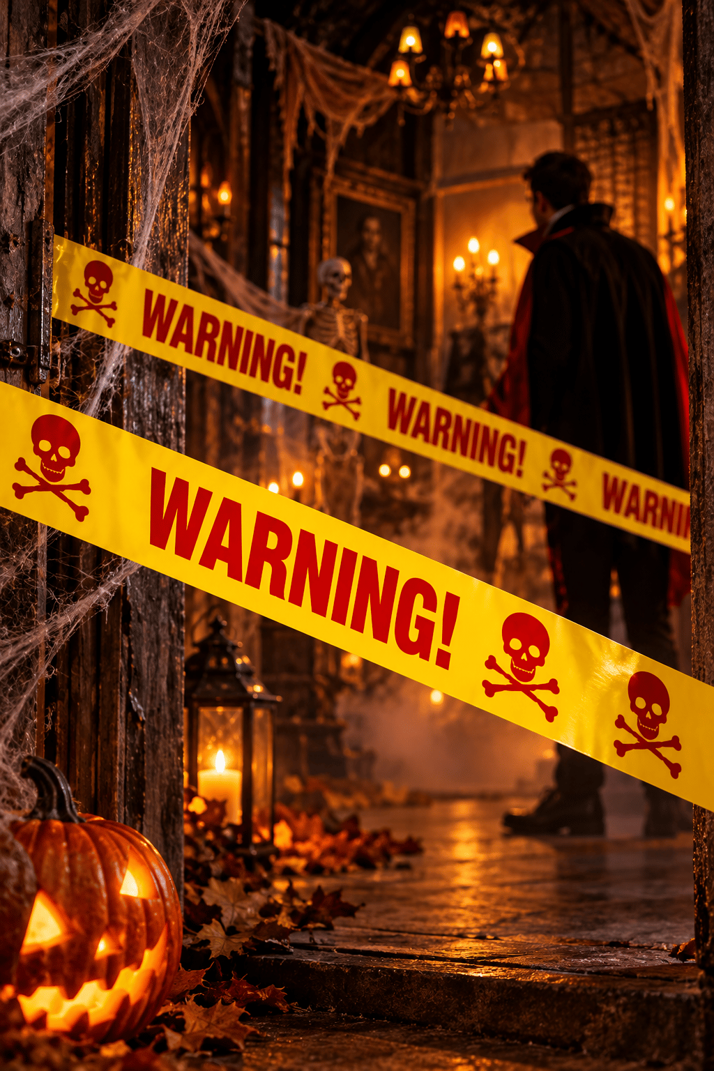 Halloween Emniyet Şeridi Kırmızı Warning 6 Metre 7.5cm en