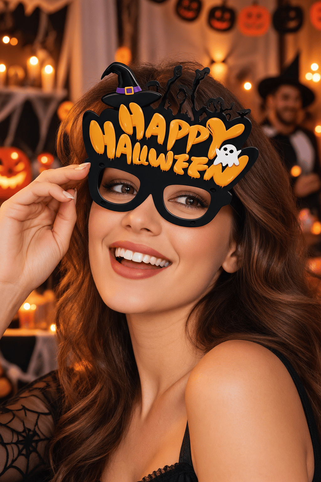 Halloween Gözlük PVC Kaplı Gözlük Cadı Şapkalı Model