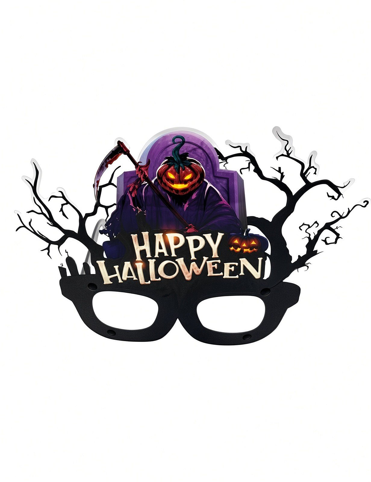 Halloween Gözlük PVC Kaplı Gözlük Mor Bal Kabaklı Model