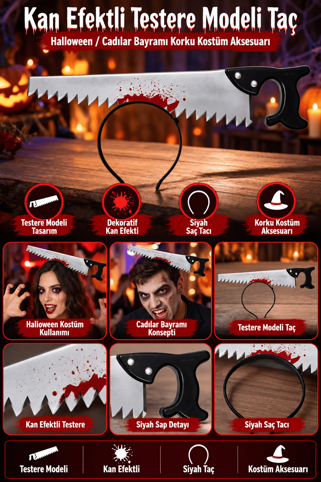 Halloween Hallowen Testere modeli Taç